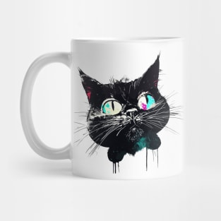 Vintage retro street art graffiti black cat Mug